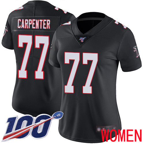 Atlanta Falcons Limited Black Women James Carpenter Alternate Jersey NFL Football #77 100th Season Vapor Untouchable->women nfl jersey->Women Jersey
